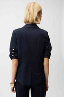 Denim Fitted Blazer - Dark Denim Blue