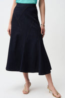 Denim Flare Skirt - Dark Denim Blue