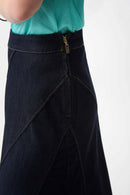 Denim Flare Skirt - Dark Denim Blue