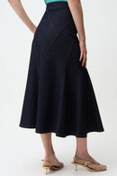 Denim Flare Skirt - Dark Denim Blue