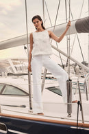 Wide Leg Pull-On Jeans - White