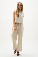 Linen Wide Leg Trouser - Natural