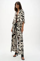 Tropical Print Wide Leg Trouser - Beige/multi