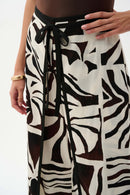 Tropical Print Wide Leg Trouser - Beige/multi