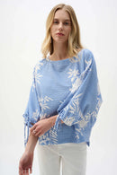 Floral Print Trapeze Top - Vanilla/blue