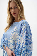 Floral Print Trapeze Top - Vanilla/blue