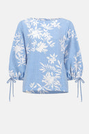Floral Print Trapeze Top - Vanilla/blue