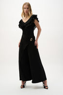 Georgette Pleated Top - Black