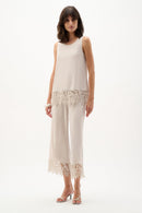 Lace Hem Sleeveless Top - Moonstone