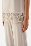 Lace Hem Sleeveless Top - Moonstone