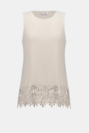 Lace Hem Sleeveless Top - Moonstone
