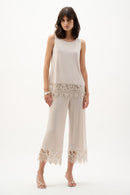 Guipure Lace Hem Culotte - Moonstone