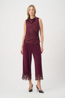 Lace Hem Culotte Pants - Elderberry