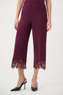 Lace Hem Culotte Pants - Elderberry