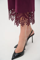 Lace Hem Culotte Pants - Elderberry