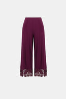 Lace Hem Culotte Pants - Elderberry