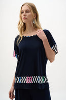 Stripe Print Boxy Top - Midnight Blue/multi