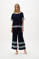 Stripe Print Boxy Top - Midnight Blue/multi