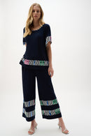 Stripe Culotte Trouser - Midnight Blue/multi