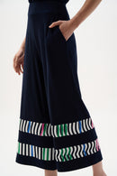 Stripe Culotte Trouser - Midnight Blue/multi
