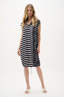 Print Cocoon Dress - Midnight Blue/vanilla