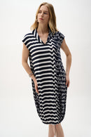 Print Cocoon Dress - Midnight Blue/vanilla