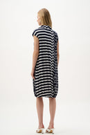Print Cocoon Dress - Midnight Blue/vanilla