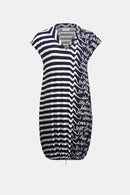 Print Cocoon Dress - Midnight Blue/vanilla