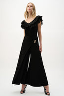 Buckle Detail Culotte Trouser - Black