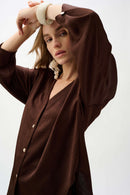 Boxy Dolman Sleeves Top - Mahogany