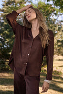 Boxy Dolman Sleeves Top - Mahogany