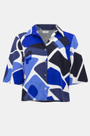 Geometric Print Blouse - Vanilla/blue