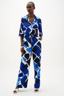 Geo Print WideLeg Trouser - Vanilla/blue