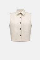 Linen Sleeveless Straight Top - Natural