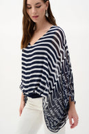 Print Poncho Top - Midnight Blue/vanilla
