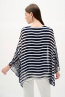 Print Poncho Top - Midnight Blue/vanilla
