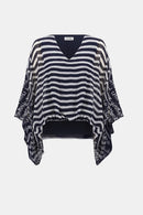 Print Poncho Top - Midnight Blue/vanilla