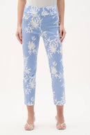 Printed Straight Trouser - Vanilla/blue