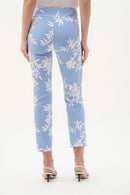 Printed Straight Trouser - Vanilla/blue