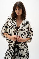 Tropical Print Boxy Blazer - Beige/multi