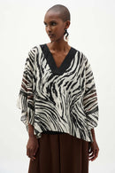 Animal Print Poncho Top - Beige/multi
