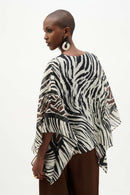 Animal Print Poncho Top - Beige/multi