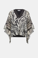 Animal Print Poncho Top - Beige/multi