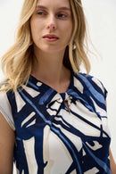 Abstract Print Fitted Top - Vanilla Multi