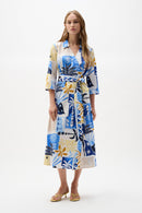 Tropical Print Wrap Dress - Vanilla Multi