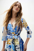 Tropical Print Wrap Dress - Vanilla Multi