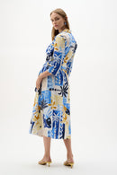 Tropical Print Wrap Dress - Vanilla Multi