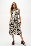 Gauze Tropical Print Dress - Beige/multi