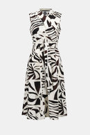 Gauze Tropical Print Dress - Beige/multi
