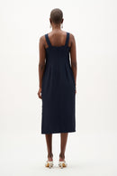 Twill Straight Dress - Midnight Blue/white